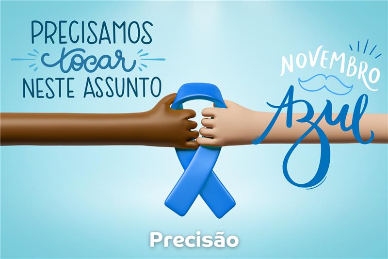 Duas mãos segurando a fita do novembro azul